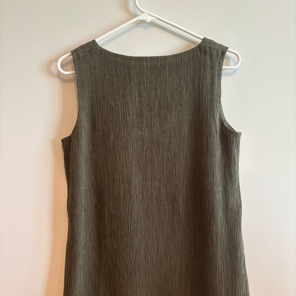 Pure Jill Olive Green Textured Sleeveless sheath Dress Small Petite Lagenlook - Picture 8 of 9